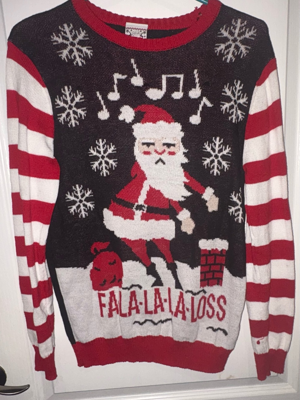 Red & Black Holiday Santa Sweater- Large